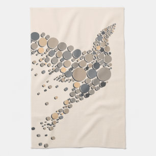 Elegantes Beige & Gray Artistic Bird Design Geschirrtuch