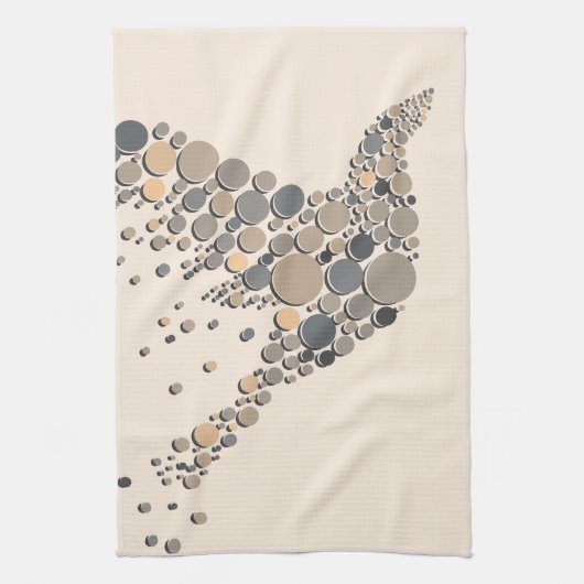 Elegantes Beige & Gray Artistic Bird Design Geschirrtuch (Vertikal)