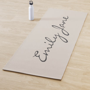 Elegantes Beige handgeschriebenes Schriftname benu Yogamatte