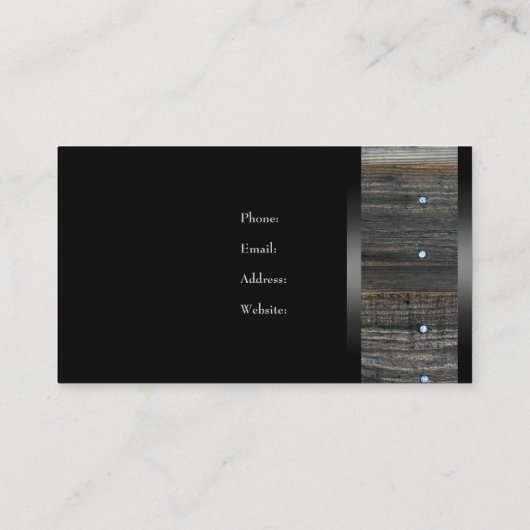 Elegantes Beige Holz Aussehen Schwarze Bronze Visitenkarte (Rückseite)