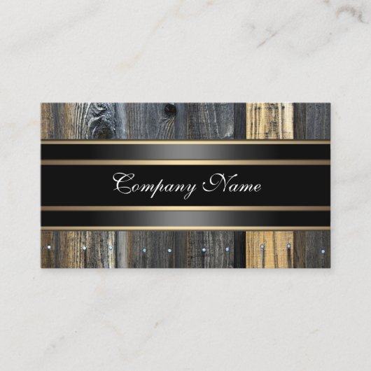 Elegantes Beige Holz Aussehen Schwarze Bronze Visitenkarte (Vorderseite)