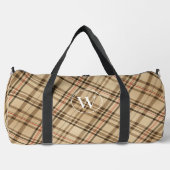 Elegantes Beige-kariertes Mustermonogramm Duffle Bag (Vorderseite)