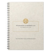 Elegantes Beige Linen & Gold Justice Logo Notizblock (Vorderseite)