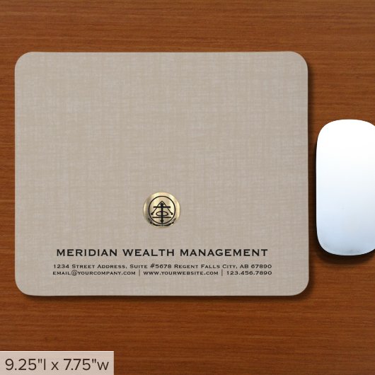 Elegantes Beige Luxury Gold Logo Mousepad