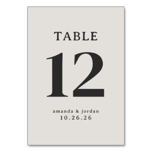 Elegantes Beige-Minimalist-Tischschild Tischnummer