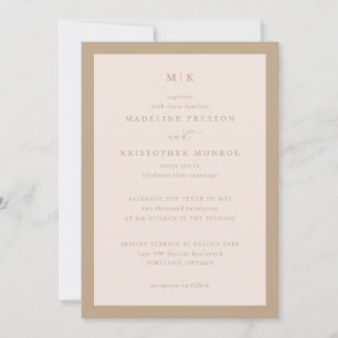 Elegantes Beige Minimalistische Kalligrafie Einladung