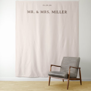 Elegantes Beige Minimalistische Kalligrafie Wandteppich