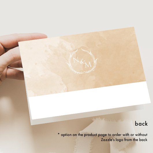 Elegantes Beige Monogramm, Wasserfarbenprägung Dankeskarte