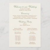 Elegantes Beige Pampas- und Rosen-Hochzeitsprogram Programm (Rückseite)