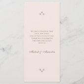 Elegantes Beige Pink Monogram Pearl Wedding Menu Menükarte (Rückseite)