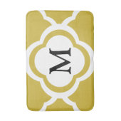 Elegantes Beige Quatrefolienmonogramm Badematte (Vorderseite Vertikal)
