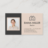 Elegantes Beige Realtor Real Anwesen Agent Foto Visitenkarte (Vorderseite)