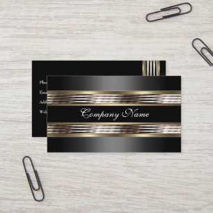 Elegantes Beige Silber Chrom Metall Schwarz Visitenkarte