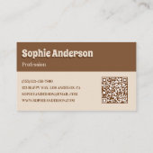 Elegantes Beige- und Braunkaro mit QR-Code Visitenkarte (Rückseite)
