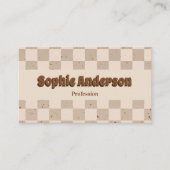 Elegantes Beige- und Braunkaro mit QR-Code Visitenkarte (Vorderseite)