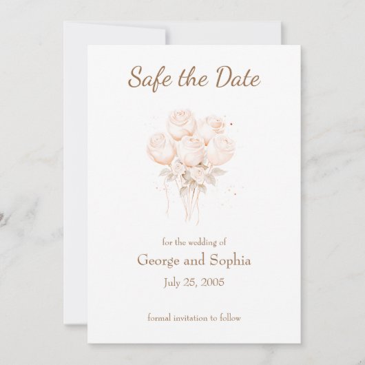 Elegantes Beige und Gold sichern das Datum Einladung (Vorderseite)