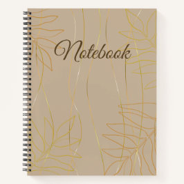 Elegantes Beige- und Goldblatt-Notizbuch Notizblock