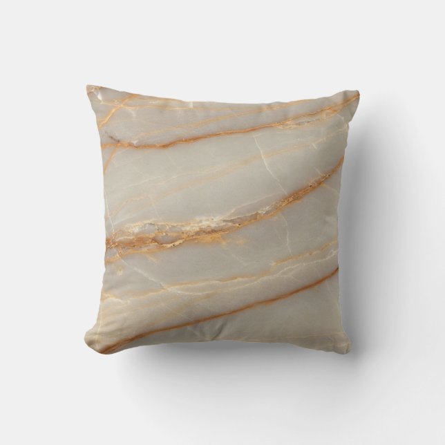 Elegantes Beige- und Goldmarmor-Muster-Wurfkissen Kissen (Vorderseite)