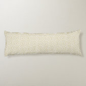 Elegantes Beige- und Weißgriechisches Muster Seitenschläferkissen (Rückseite)