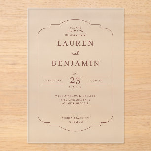 Elegantes Beige Vintage Etikett Acryleinladungen