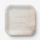 Elegantes Beige-Wasserfarben-Design Pappteller (Vorderseite)