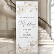 Elegantes Beige White Floral Wedding Willkommensze