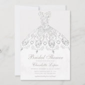 Elegantes Beige White Glitzer Dress Brautparty Einladung (Vorderseite)