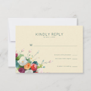 Elegantes Beiges Blumen-RSVP RSVP Karte