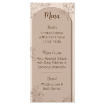 Elegantes beiges Blumenhochzeitsmenü
