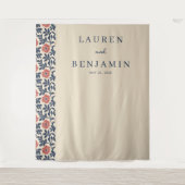 Elegantes Beiges Blumenmuster Wandteppich (Vorderseite)