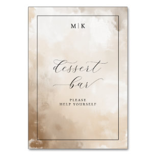 Elegantes Beiges Dessertbar-Schild Tischnummer