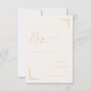 Elegantes Beiges Geometrisches RSVP Karte