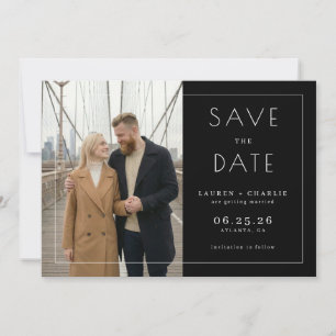 Elegantes Beiges Minimalistisches Foto Save The Date