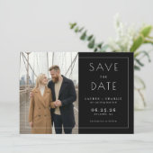 Elegantes Beiges Minimalistisches Foto Save The Date (Stehend Vorderseite)