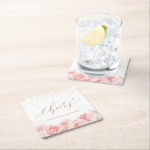 Elegantes Beijing Drehbuch Gold & Blütenhochzeit Rechteckiger Pappuntersetzer (Vor Ort)