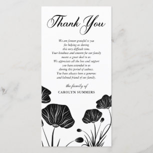 Elegantes Beileid der Mohnblumen-  danken Ihnen Dankeskarte