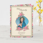 Elegantes Beileid Jungfrau Mary Pink Roses Karte (Gelbe Blume)