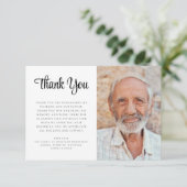 Elegantes Beileid Script Foto Beerdigung Dankeskarte (Stehend Vorderseite)