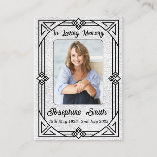 Elegantes Beileid Vintages Foto Gebetskarte Visitenkarte