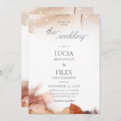 Elegantes Beispiel Orange Aquarellfarben Hochzeit Einladung (Vorne/Hinten)