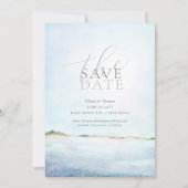 Elegantes bemaltes Beach Wedding Foto Save the Dat Einladung (Vorderseite)