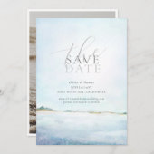 Elegantes bemaltes Beach Wedding Foto Save the Dat Einladung (Vorne/Hinten)