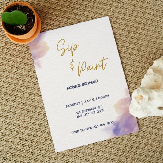 Elegantes, benutzerdefinierbares Sip and Paint-Par Einladung