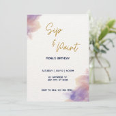 Elegantes, benutzerdefinierbares Sip and Paint-Par Einladung (Stehend Vorderseite)