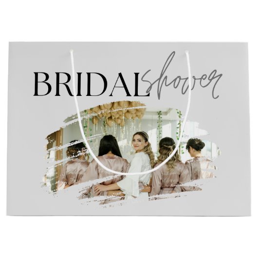 Elegantes benutzerdefiniertes Foto-Brautparty Große Geschenktüte (Vorderseite)