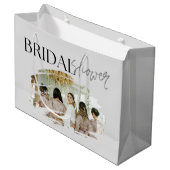 Elegantes benutzerdefiniertes Foto-Brautparty Große Geschenktüte (Vorderseite Schrägansicht)
