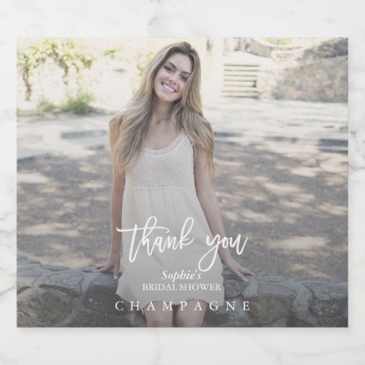 Elegantes benutzerdefiniertes Foto-Brautparty Schaumweinetikett (Einzelnes Label)