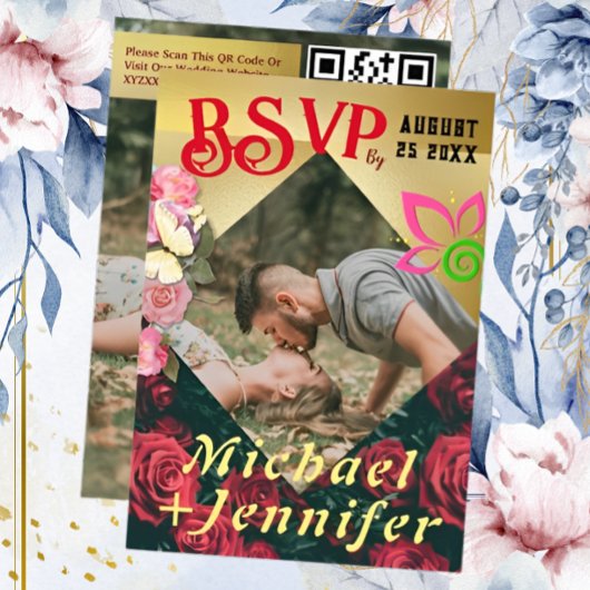 Elegantes, benutzerdefiniertes Foto für Hochzeitsr RSVP Karte