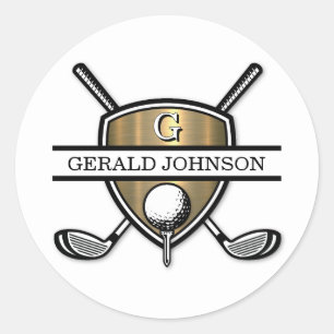 Elegantes benutzerdefiniertes Golf-Monogramm-Desig Runder Aufkleber