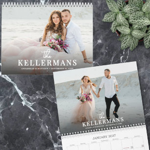 Elegantes benutzerdefiniertes Hochzeitsfoto Kalender